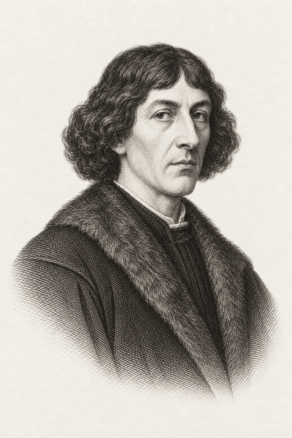 Engraving-style portrait of Nicolaus Copernicus.